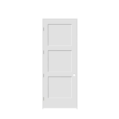 Codel Doors 30" x 96" x 1-3/8" Primed 3-Panel Equal Panel Interior Shaker 4-9/16" RH Prehung Door 2680pri8433RH154916
